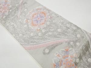 リサイクル　九百錦プラチナ箔孔雀羽に華紋織出し袋帯